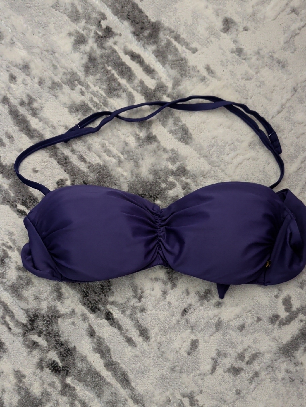 La Vie En Rose Navy Blue Bandeau Swim Top with Removable Straps